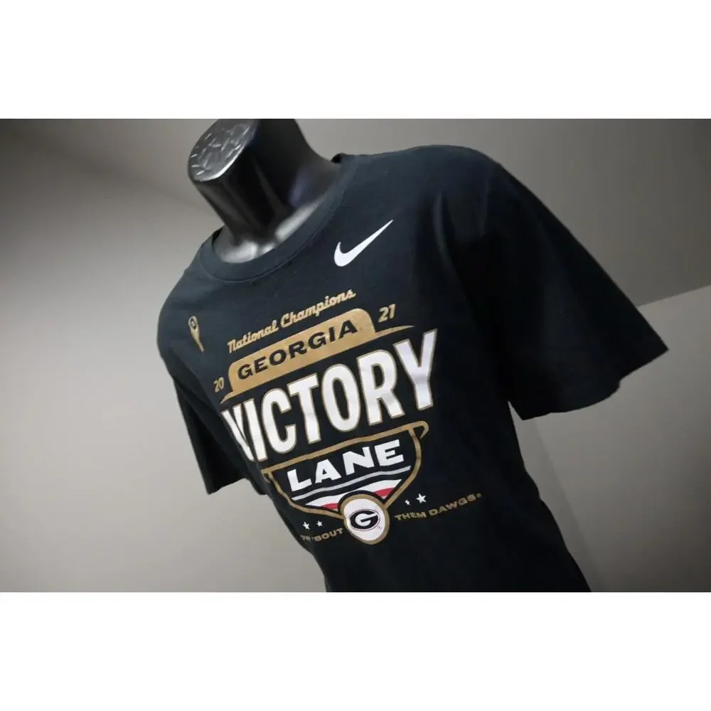Nike Gym Shirt UGA Georgia Bulldogs National Champions Black Tee Mens Size XL‎